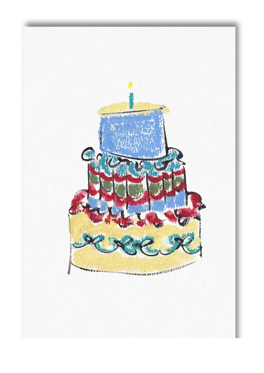 Greeting Card Birthday Cake display of the front 