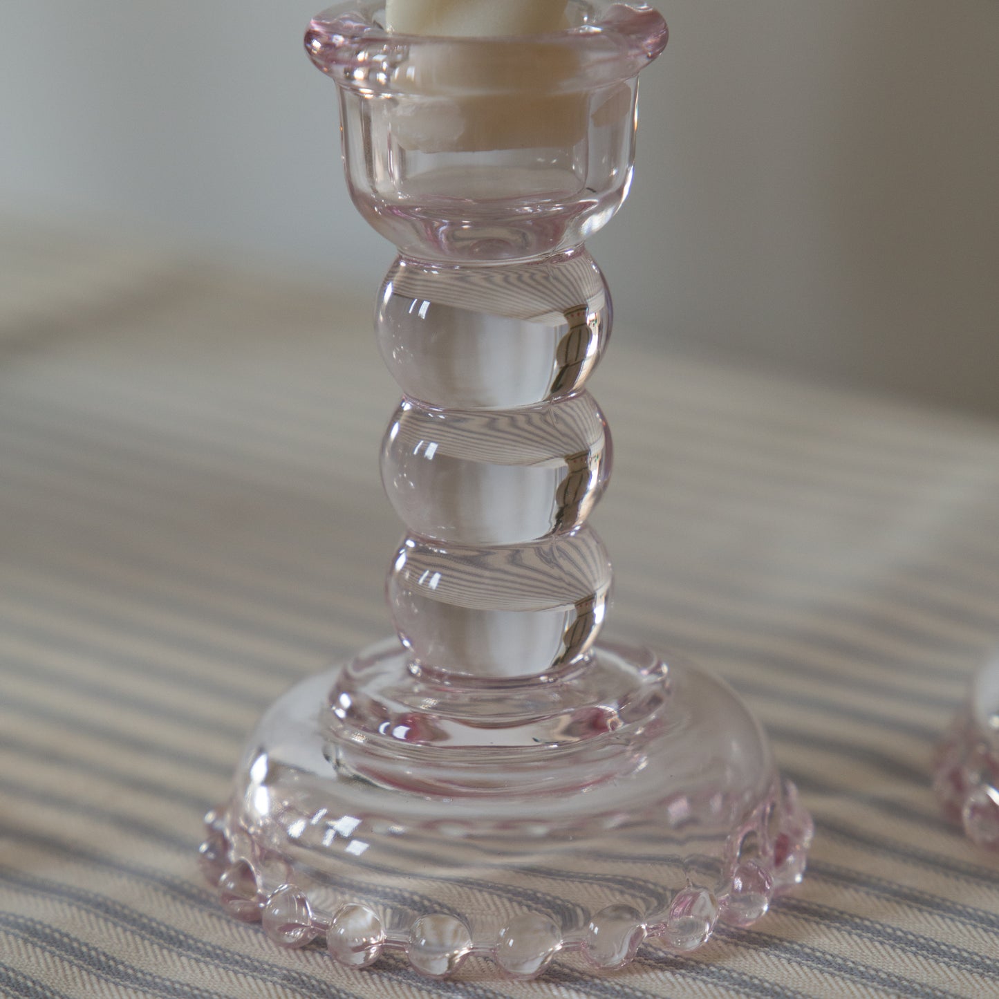 Pink Glass Candle holder in Large