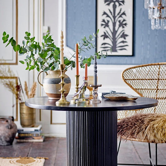 Pillar Candle Holder in Grey Glass 