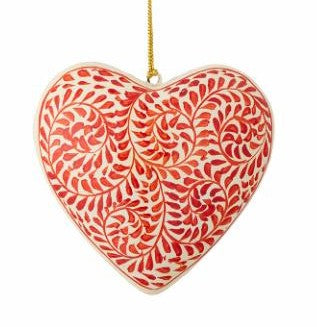 Bloomingville Cassidy Paper Mache Christmas Heart Ornament
