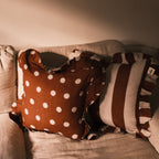 Amuse La Bouche Spotted Ruffle Cushion in Olive
