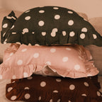 Amuse La Bouche Spotted Ruffle Cushion in Olive