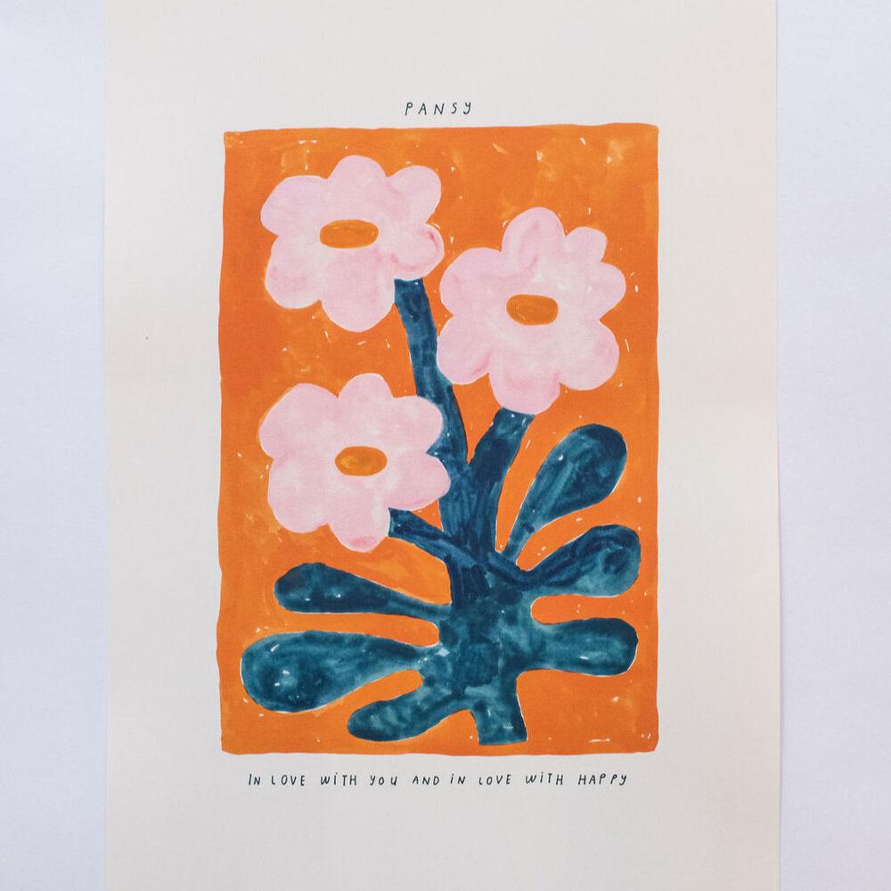 Giant Pansy 'In Love With You' A3 Wall Art Print