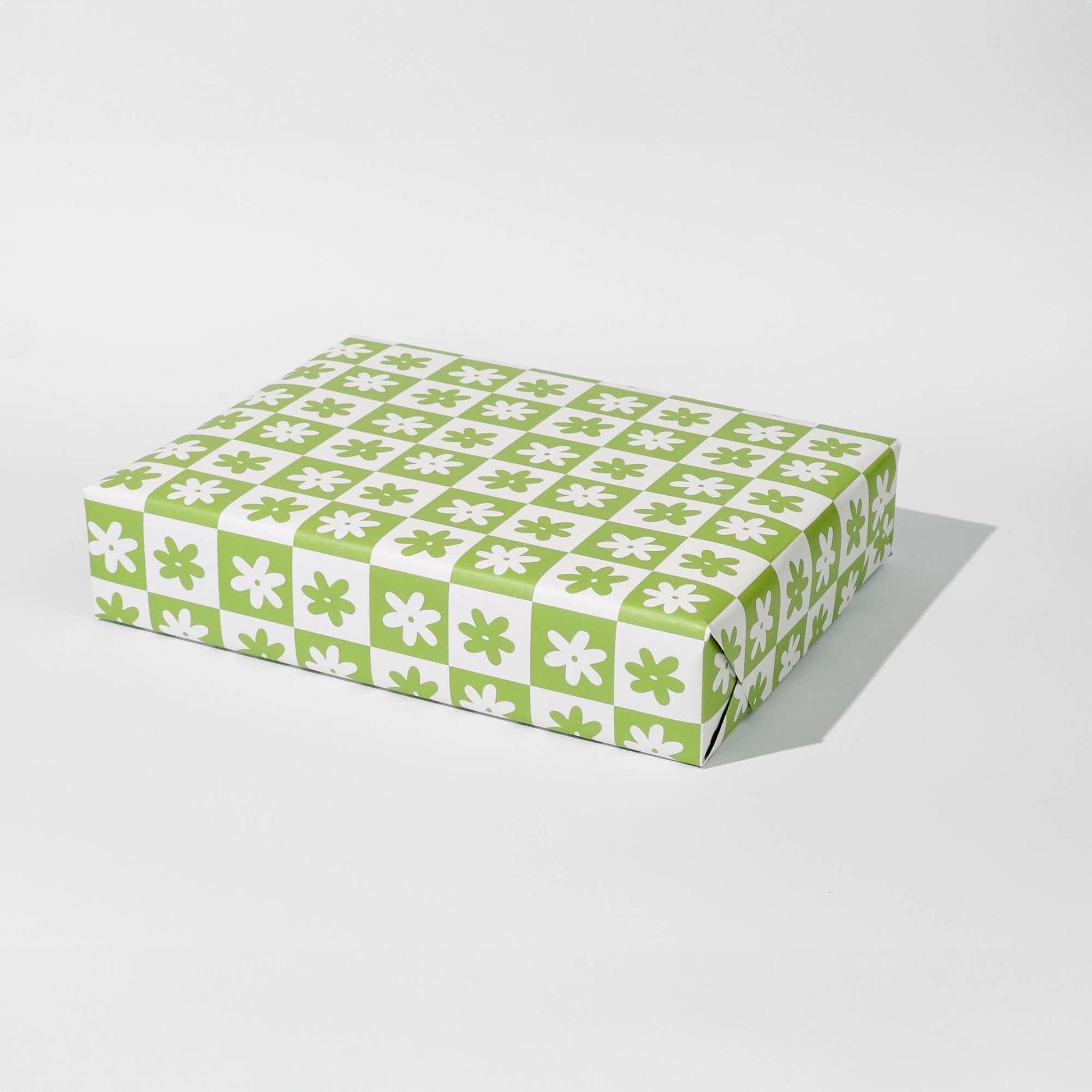 Gift Wrap with Green Printed Flowers