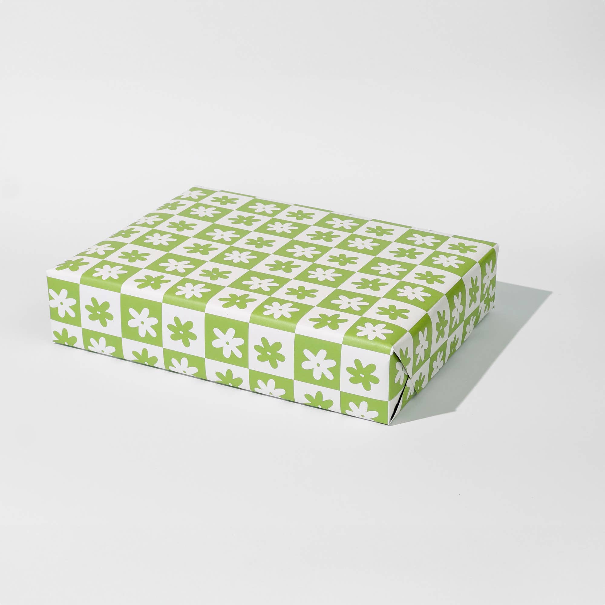 Gift Wrap with Green Printed Flowers