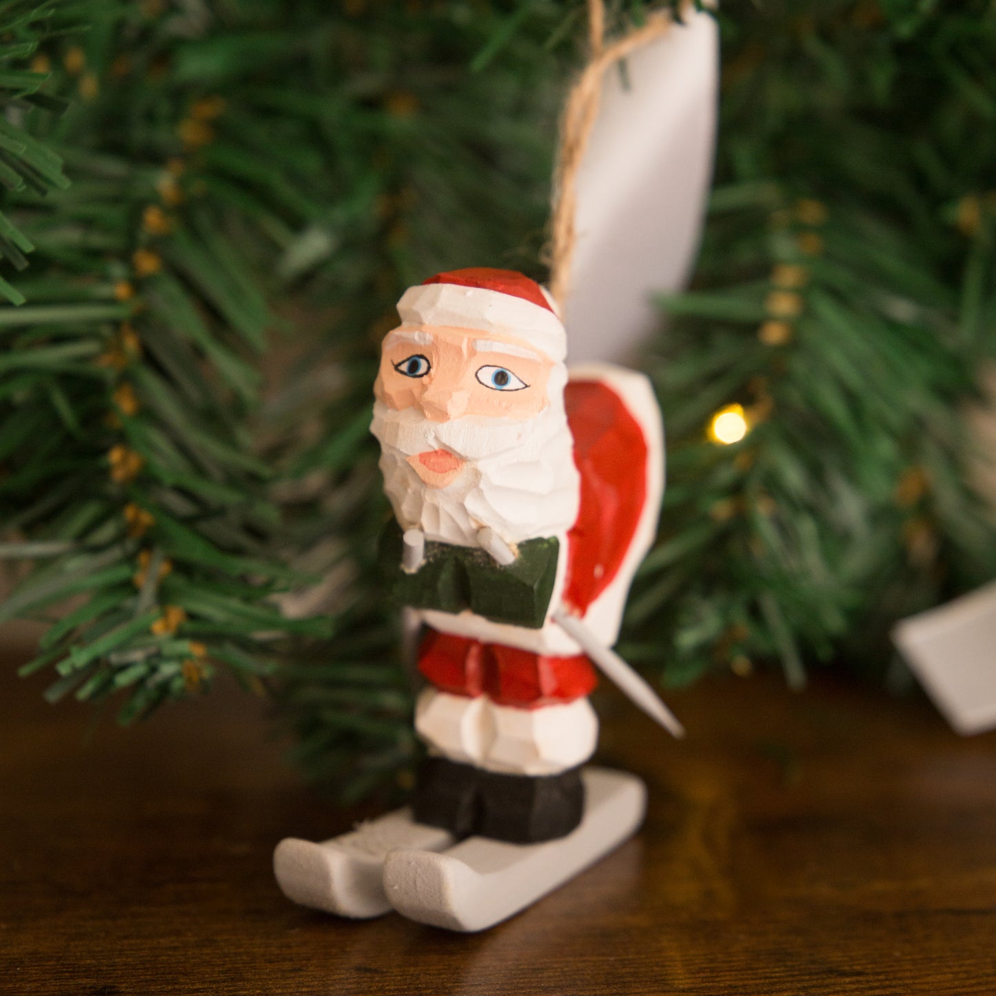 Sass & Belle Wooden Skiing Santa Christmas Decoration