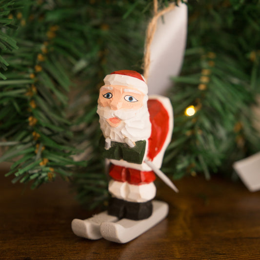 Sass & Belle Wooden Skiing Santa Christmas Decoration
