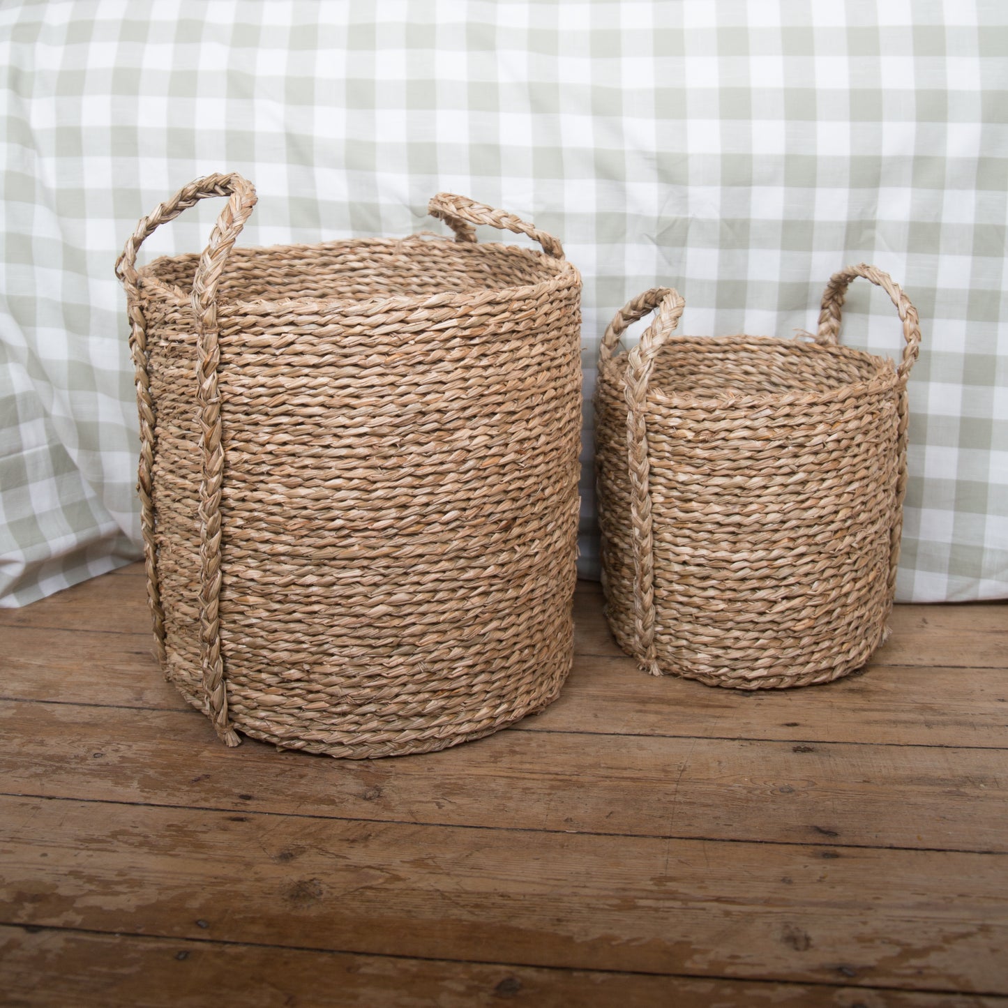 Round Seagrass Baskets with Handles