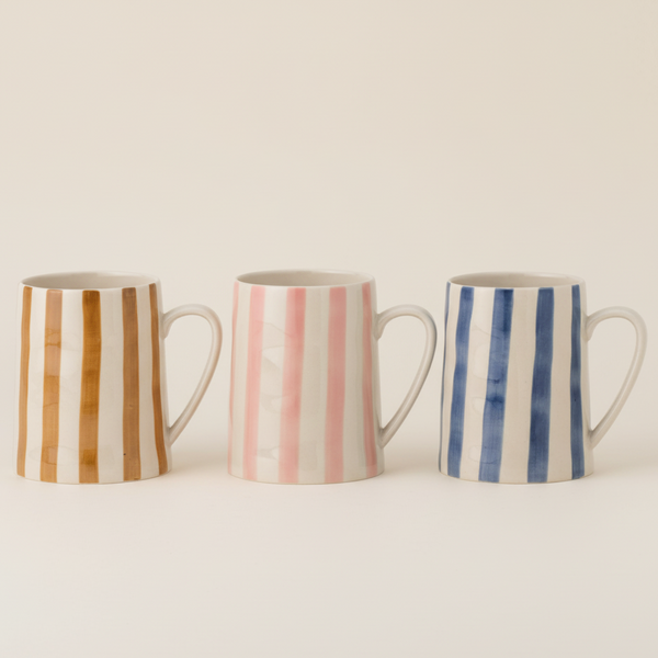 Bloomingville Begonia Striped Mug in Pink, Blue or Brown