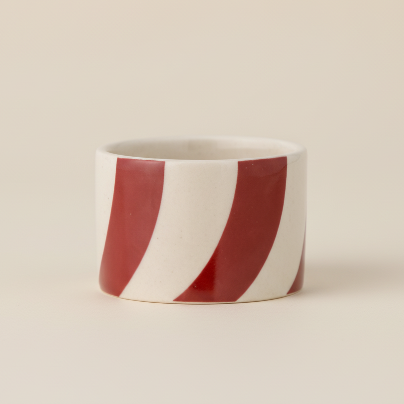 Bloomingville Ceramic Red and White Striped Tea Light Votive