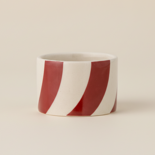 Bloomingville Ceramic Red and White Striped Tea Light Votive