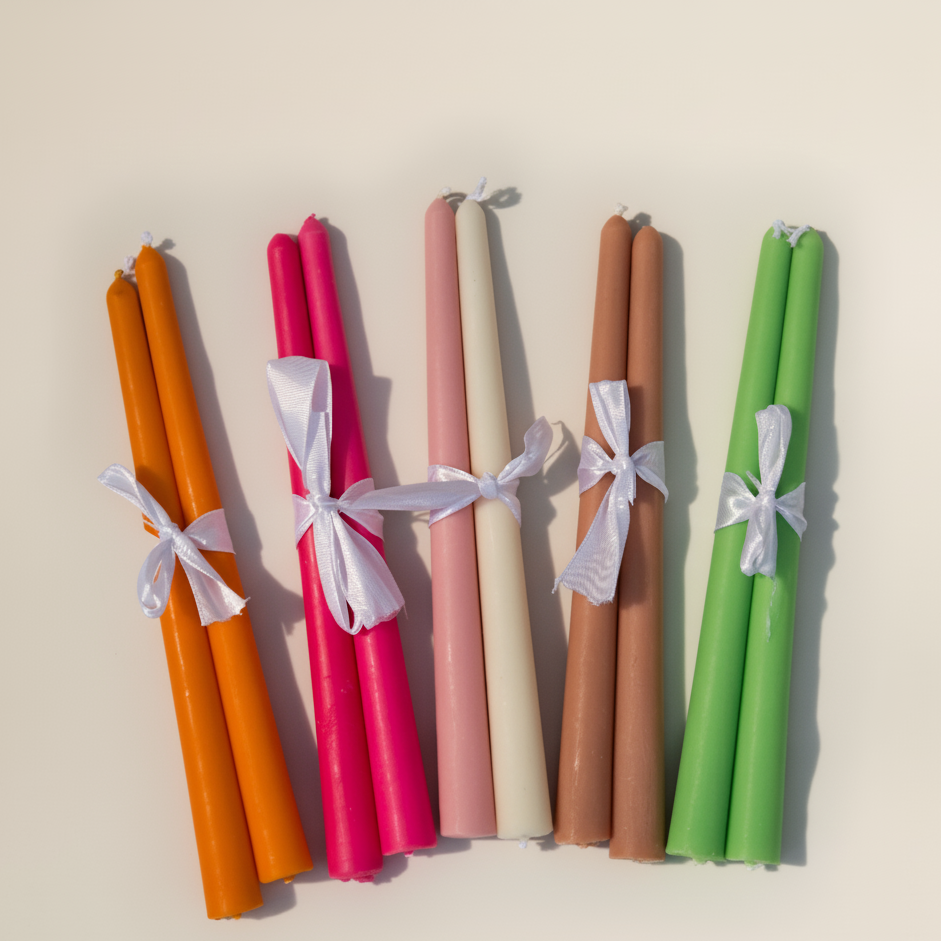 Coconut Wax Taper Candle in Various Colours
