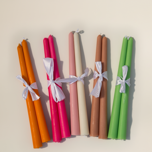 Coconut Wax Taper Candle in Various Colours