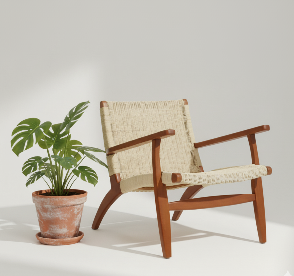 Java Woven Chair in Cream Natural Rattan