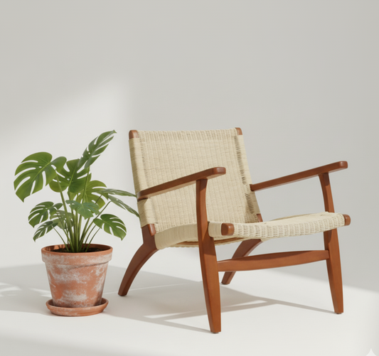 Java Woven Chair in Cream Natural Rattan
