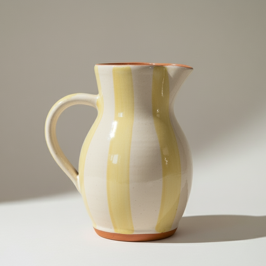Roca Caus Handcrafted Jug in Yellow Stripe