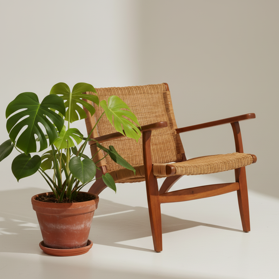 Java Woven Chair in Brown Natural Rattan