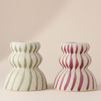 Bloomingville Gabin Striped Candle Holder in Lilac or Green