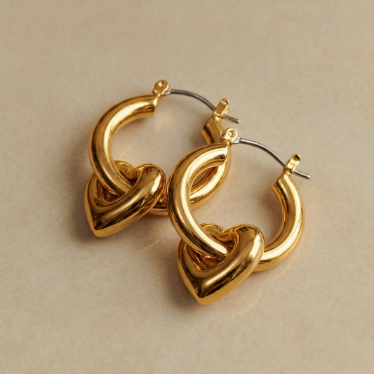 Big Metal London Gemma Heart Drop Hoop Earrings