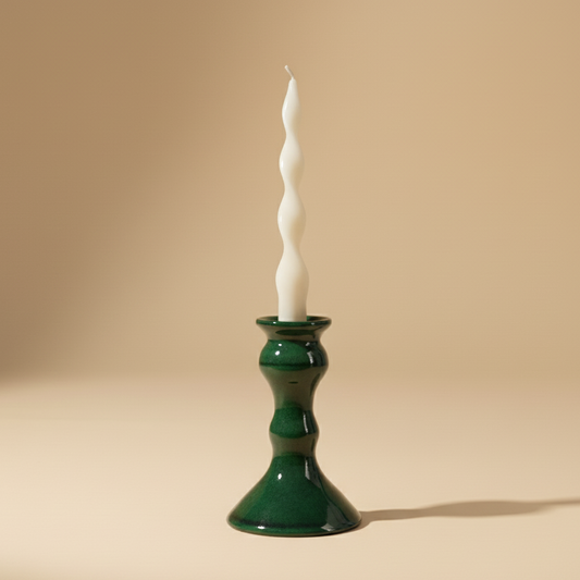 Roca Caus Traditional Candle Holder in Dark Green