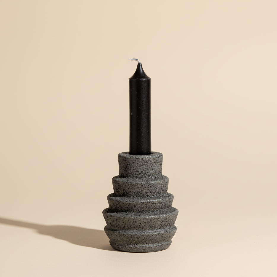 Bloomingville Black Stoneware Candle Holder
