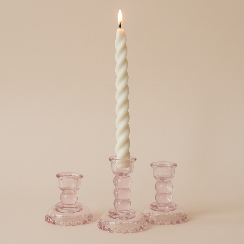Bloomingville Dephia Pink Glass Candle Holders in Various Sizes
