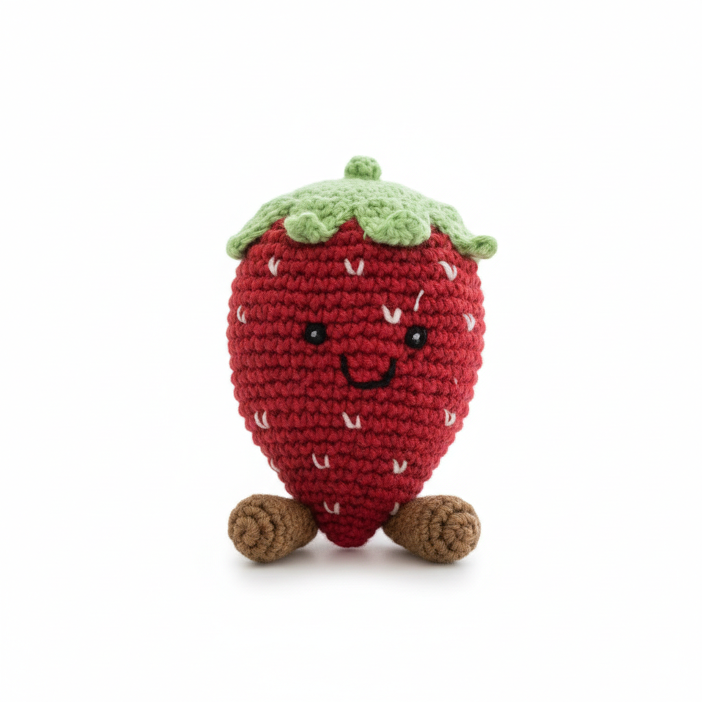 Best Years Organic Cotton Handmade Strawberry Rattle in Red