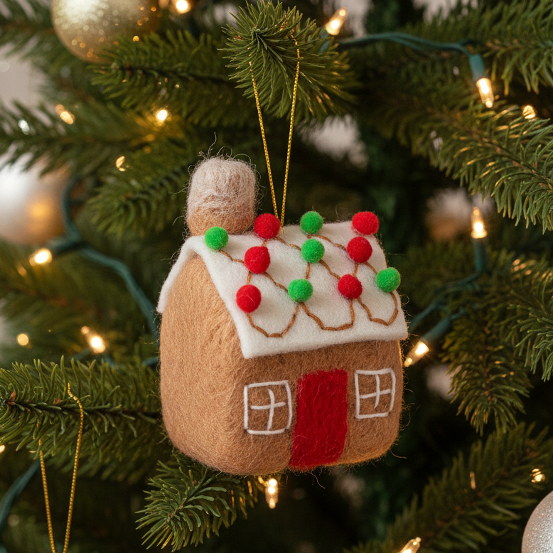 Sass & Belle Gingerbread House Felt Christmas Decoration