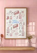 Peak Prints Girl Dinner Wine and Food Print