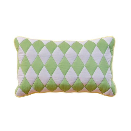 Green Argyle Cotton Cushion Cover
