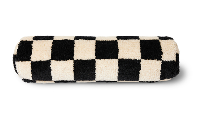 Bolster Cushion in Black and White Checkerboard