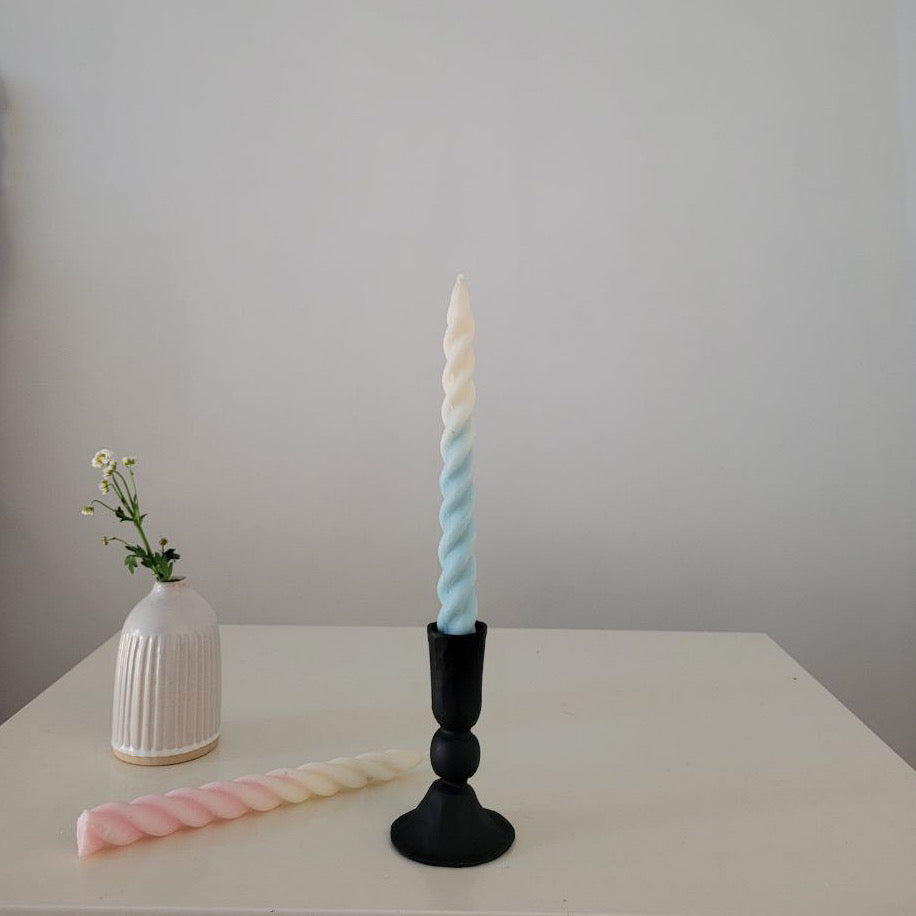 Soie Soy Wax Twirl Taper Candle in Ombre
