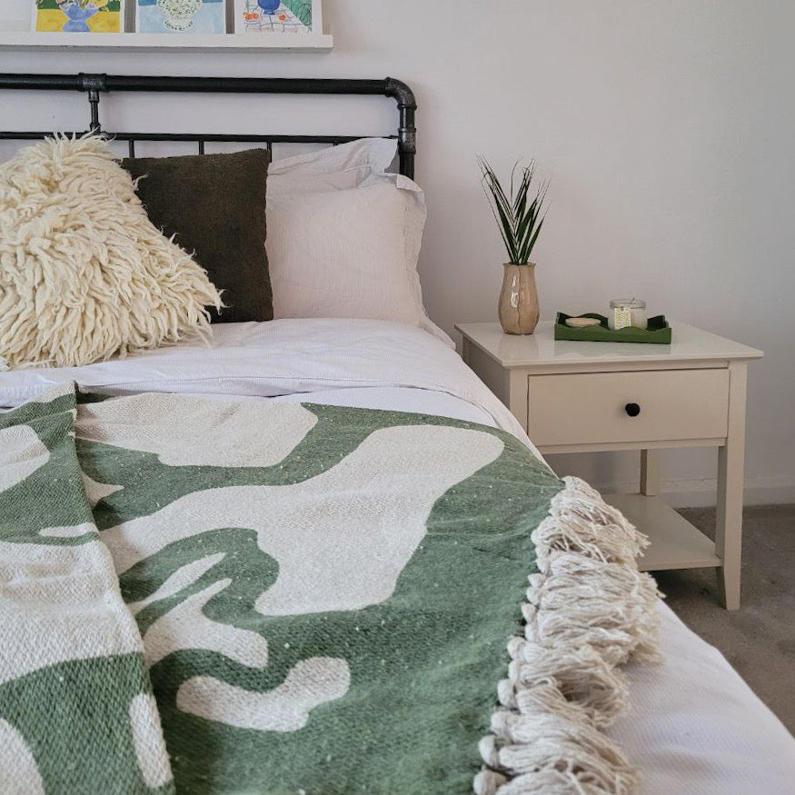 Bloomingville Green Recycled Cotton Throw