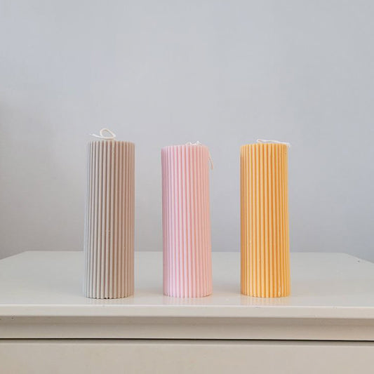 Soie London Soy Wax Ribbed Pillar Candles