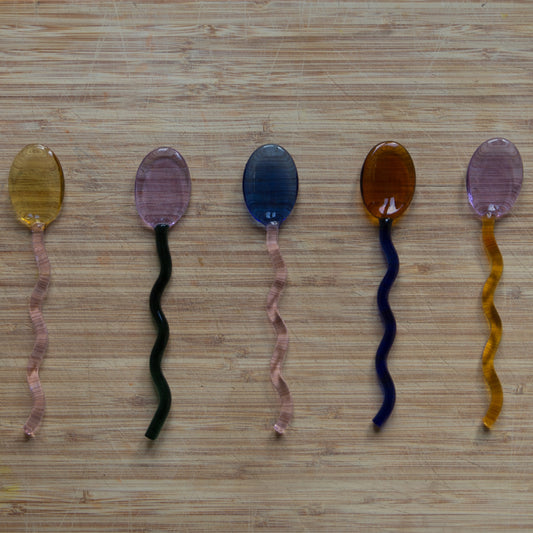 Ivore Group Coloured Glass Stirring Spoons in Various Colours