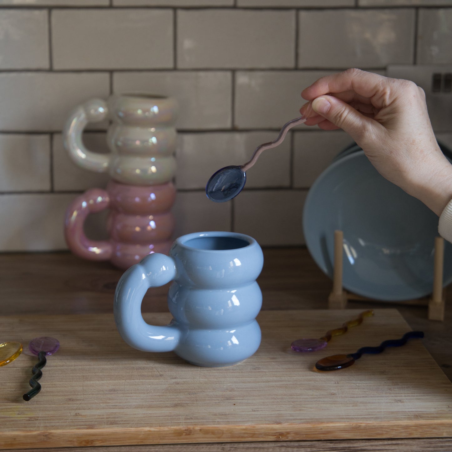 Ivore Group Coloured Glass Stirring Spoons in Various Colours