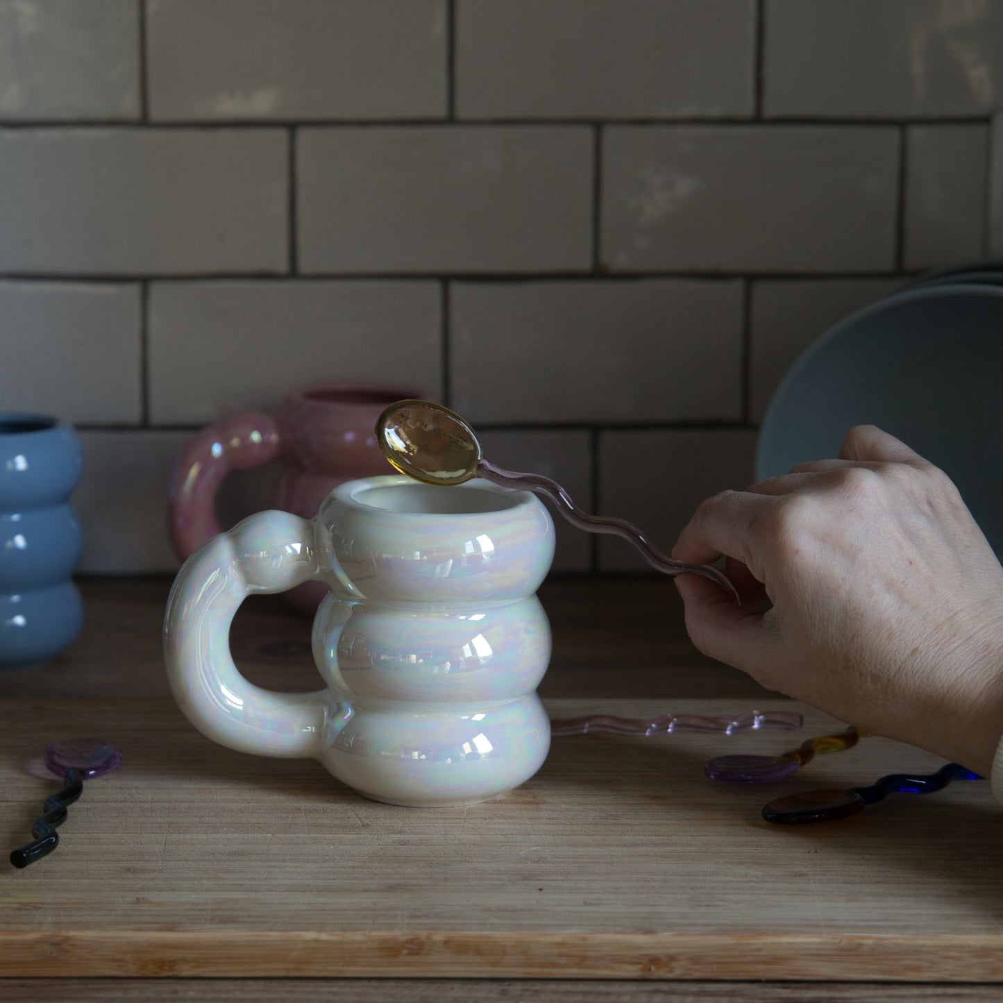 Ivore Group Coloured Glass Stirring Spoons in Various Colours