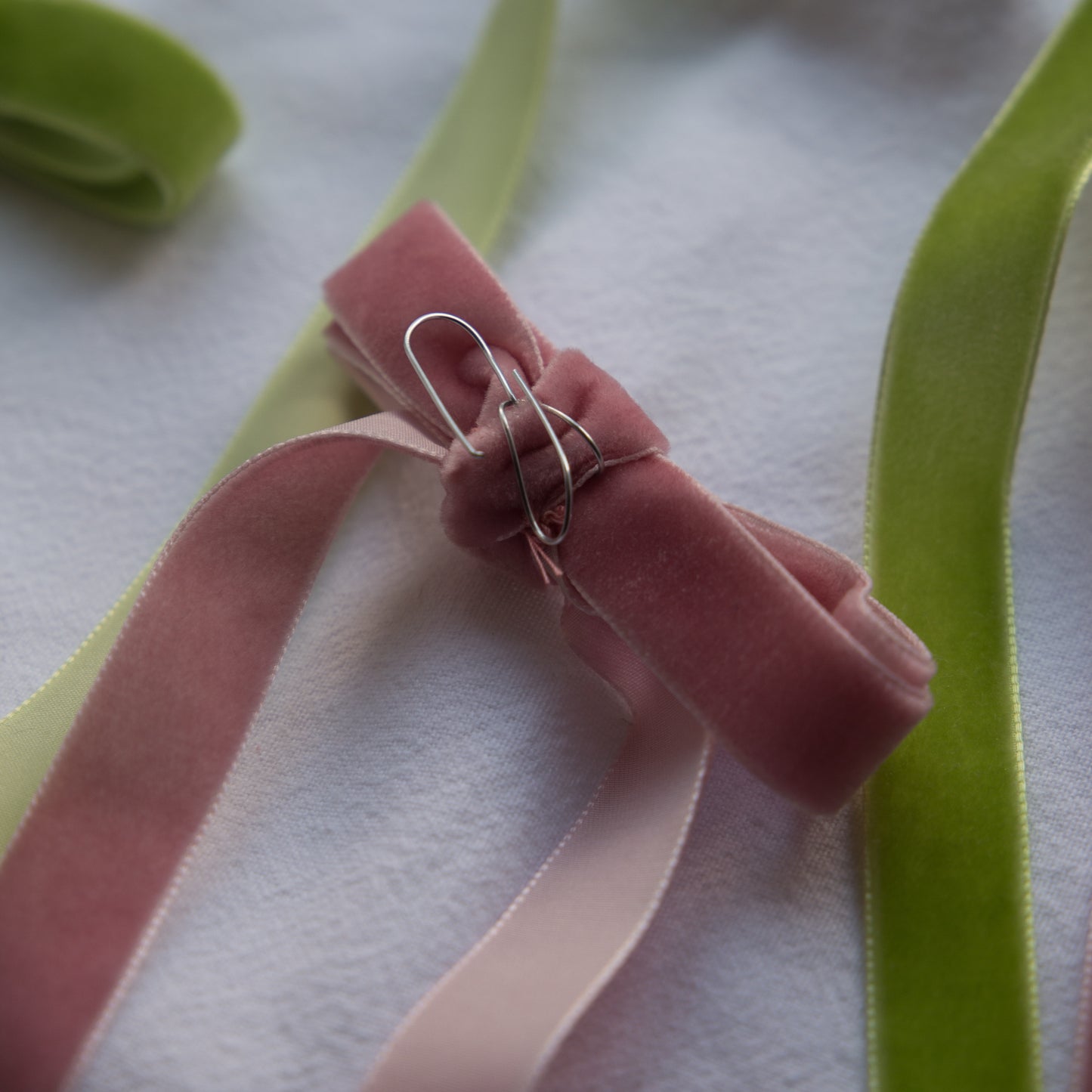 Essence Home Handmade Decorative Candle Velour Bows in Green or Pink