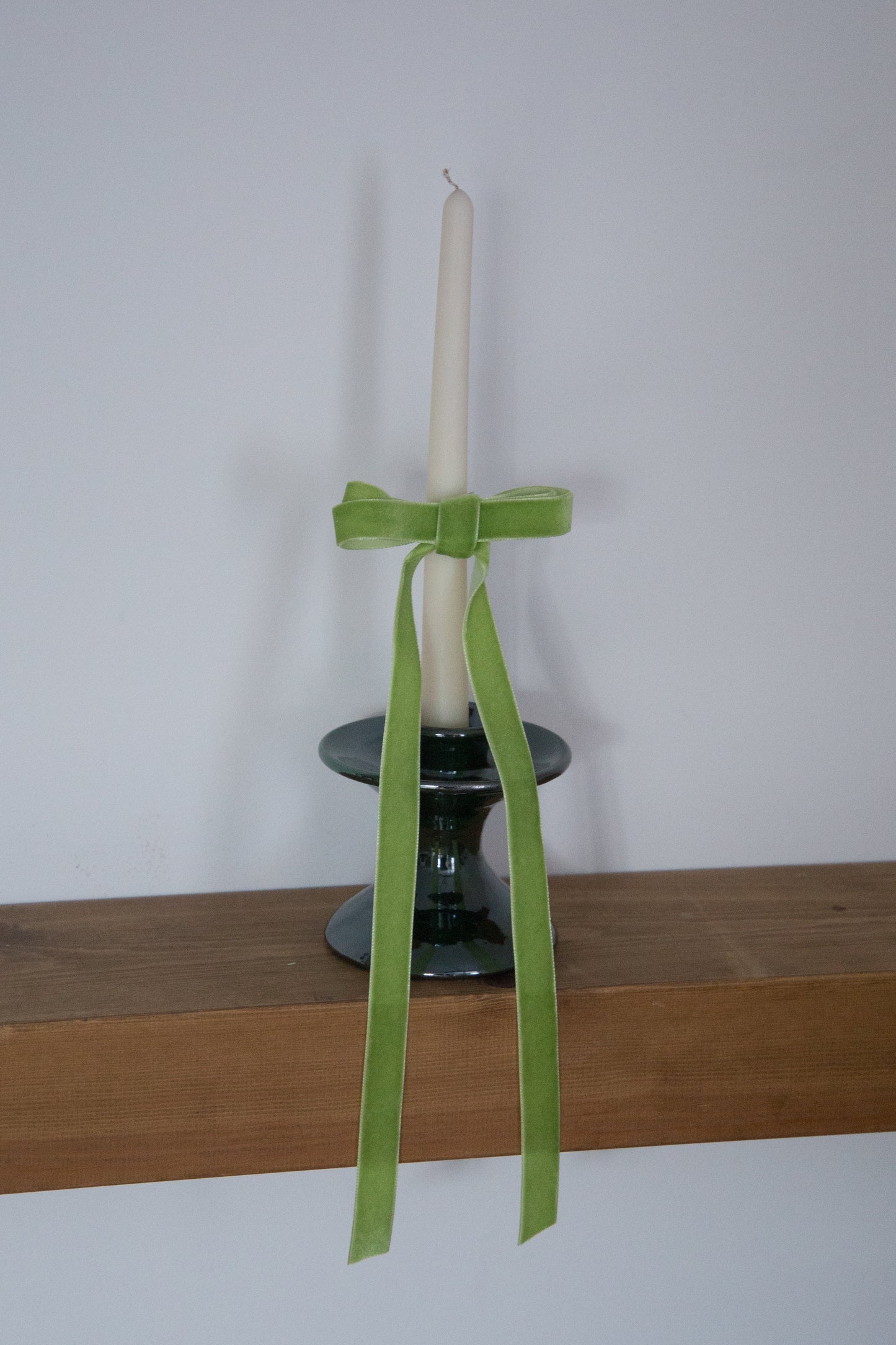 Essence Home Handmade Decorative Candle Velour Bows in Green or Pink