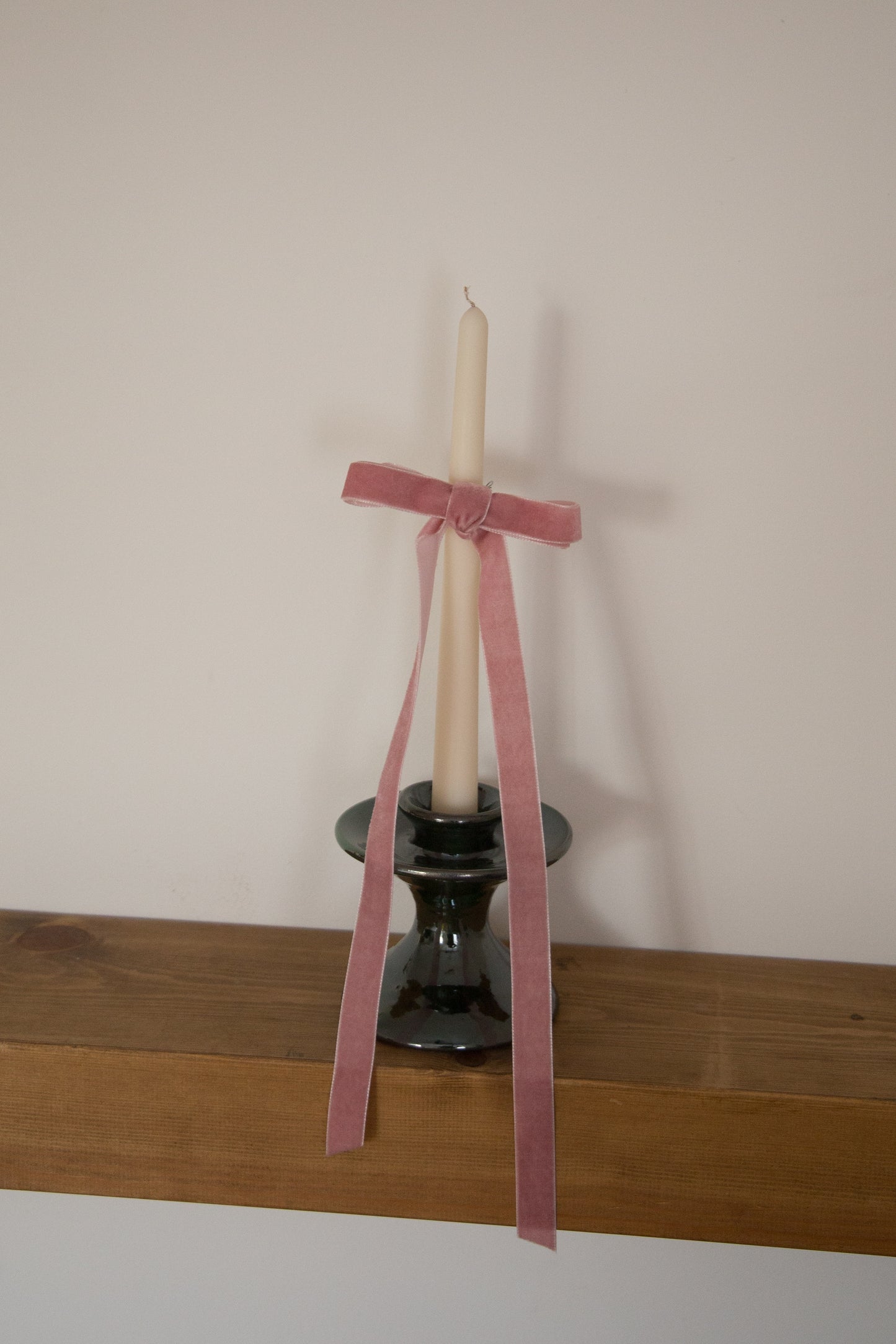 Essence Home Handmade Decorative Candle Velour Bows in Green or Pink