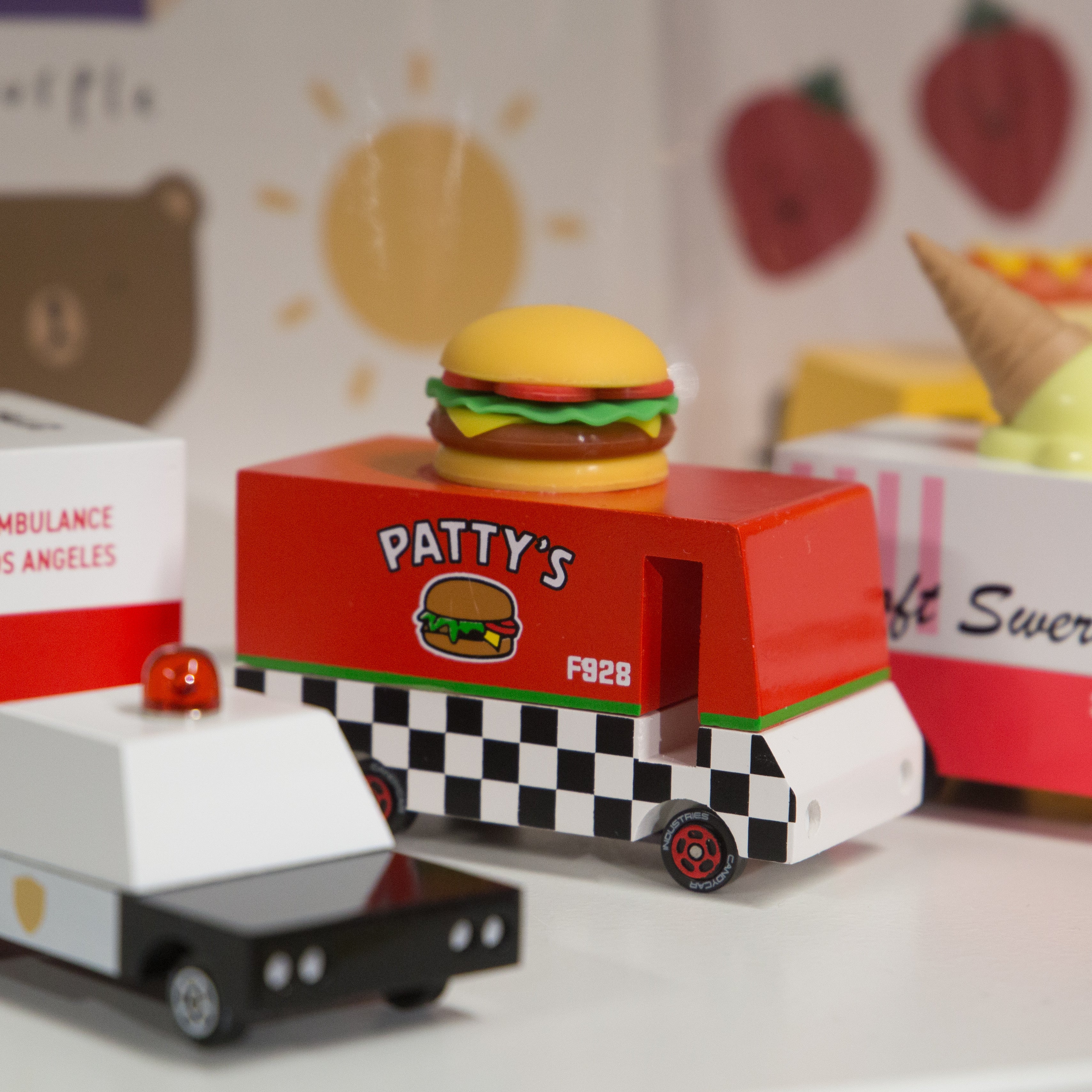 Candylab Wooden Diecast Toy Car Hamburger