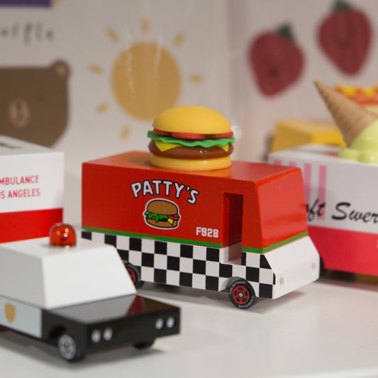 Candyvan - Hamburger Van - Wooden Diecast Toy Car Candylab