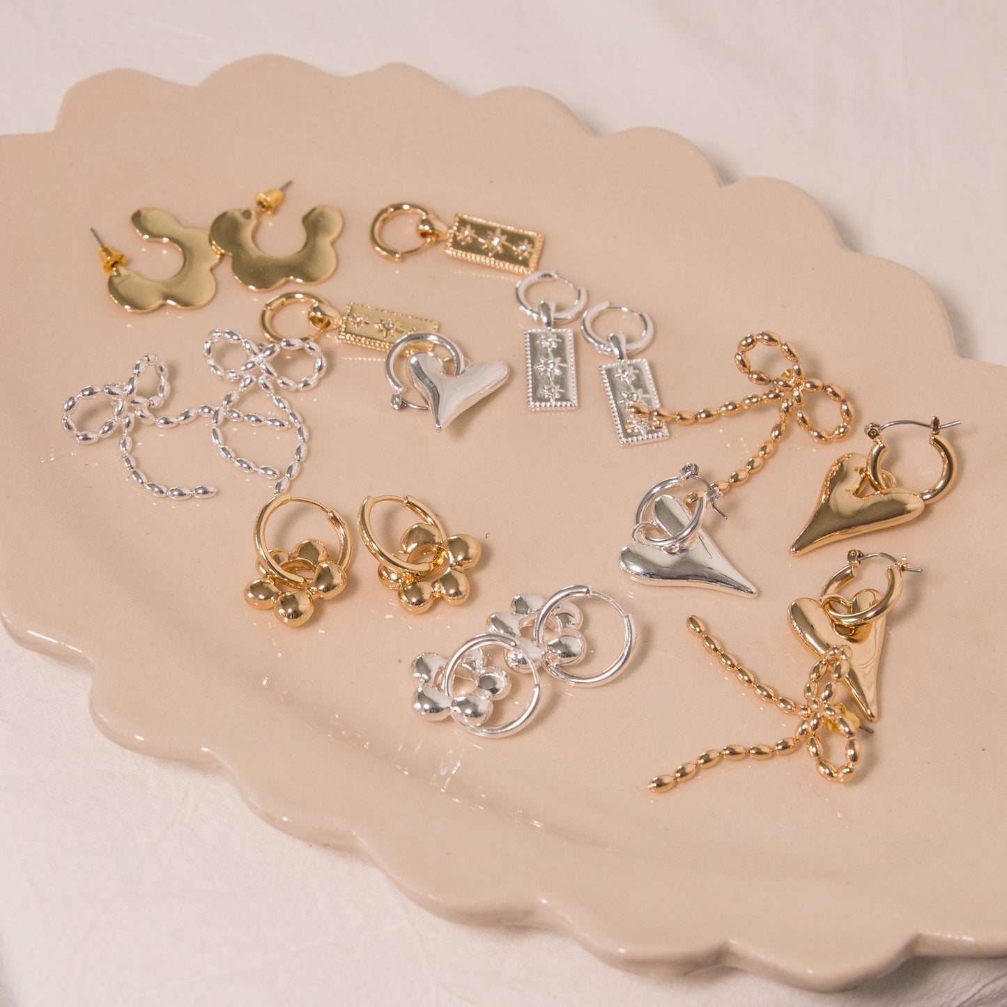 Camille Squiggle Hoop Earrings in Gold or Silver Plated