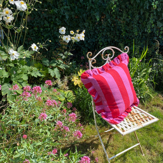 Amuse La Bouche Cerise & Fuchsia Extra Wide Stripe Cushion