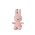10cm high Miffy Corduroy Keyring in Pink with a metal ring between it's ears.