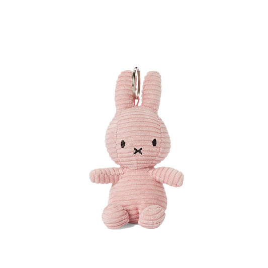 10cm high Miffy Corduroy Keyring in Pink with a metal ring between it's ears.