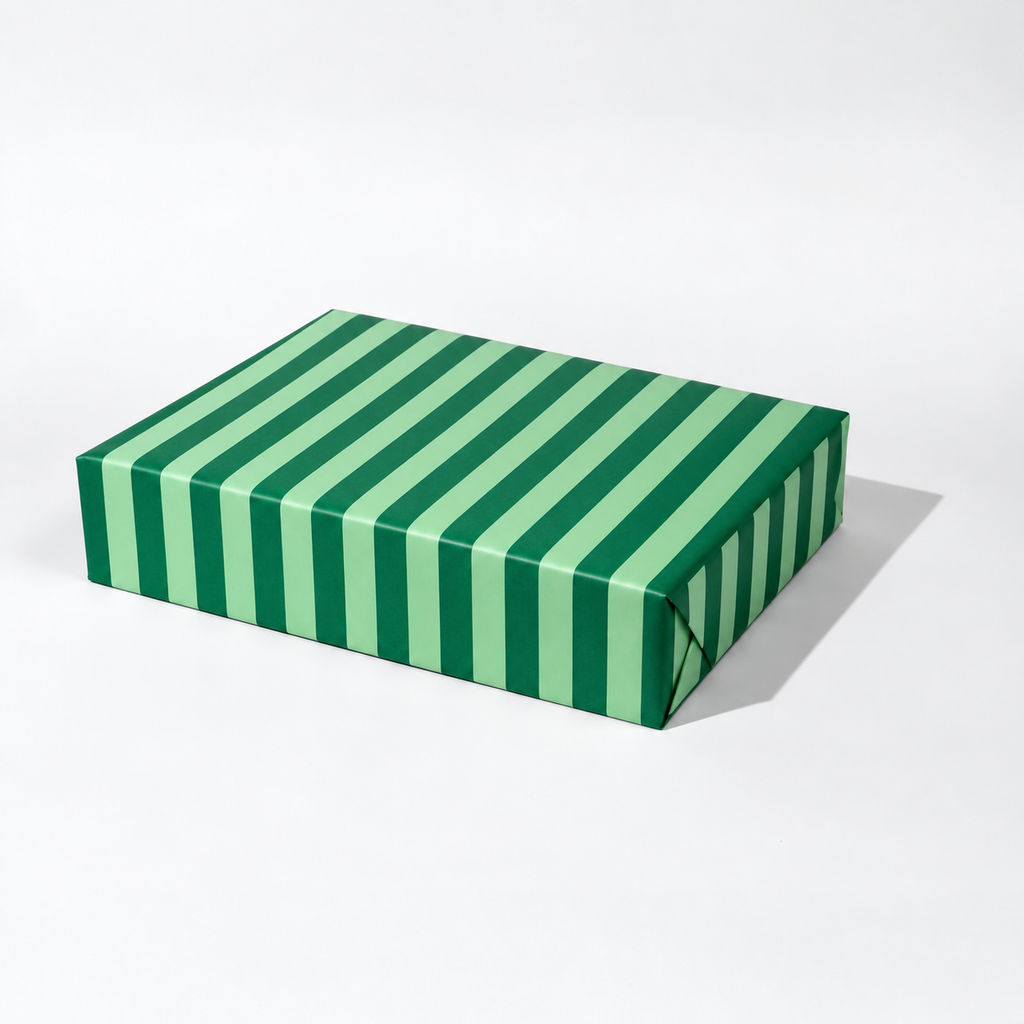 Heather Evelyn Classic Stripe Greens Gift Wrap