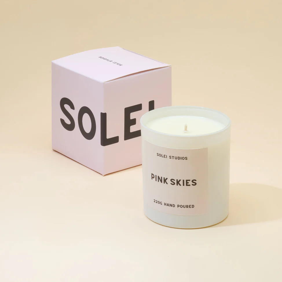 Solei Studios 100% Soy Wax Jar Candle Scented Pink Skies