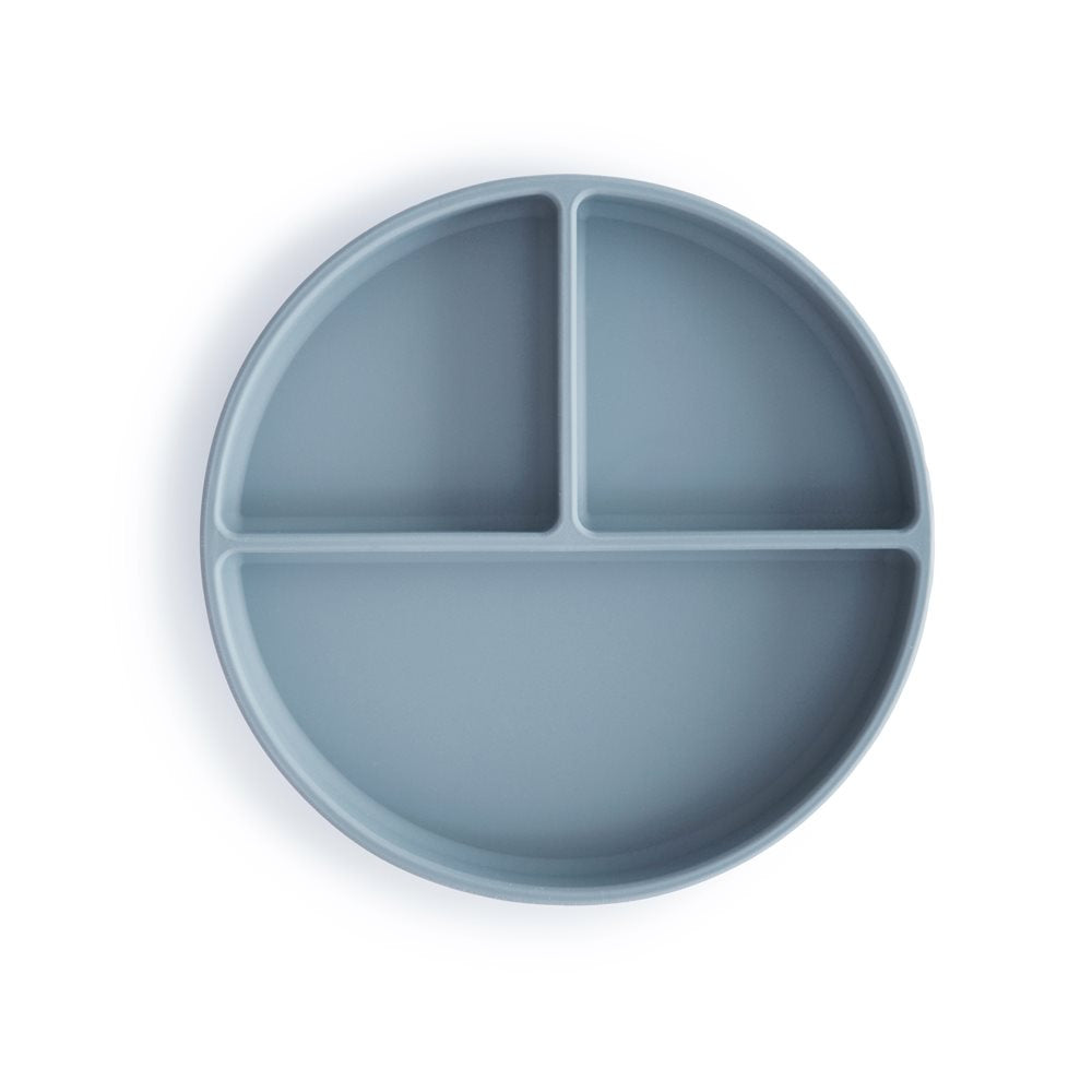 Mushie Silicone Suction Plate in Cambridge Blue