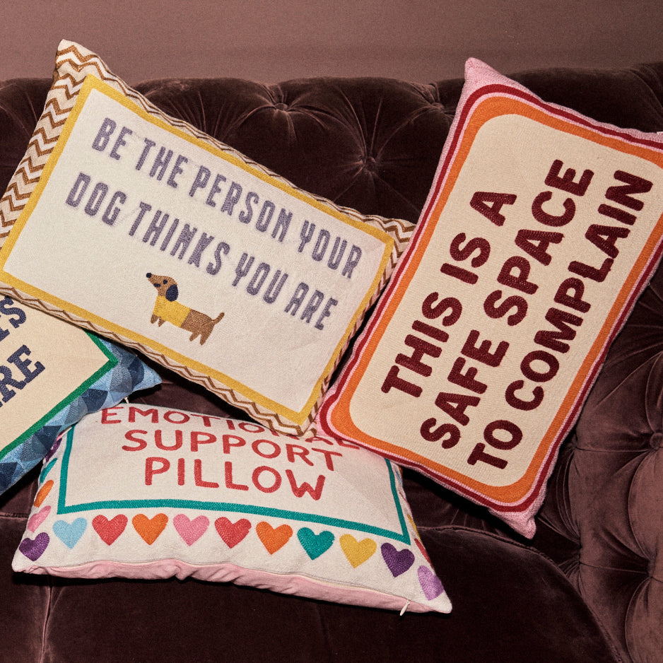 Pillow Drop 'Be The Person Your Dog Thinks You Are' Needlepoint Scatter Cushion